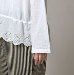 Indian Khadi Peplum Cutwork Embroidered M Shirt Detail