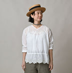 Indian Khadi Peplum Cutwork Embroidered M Shirt Female Model