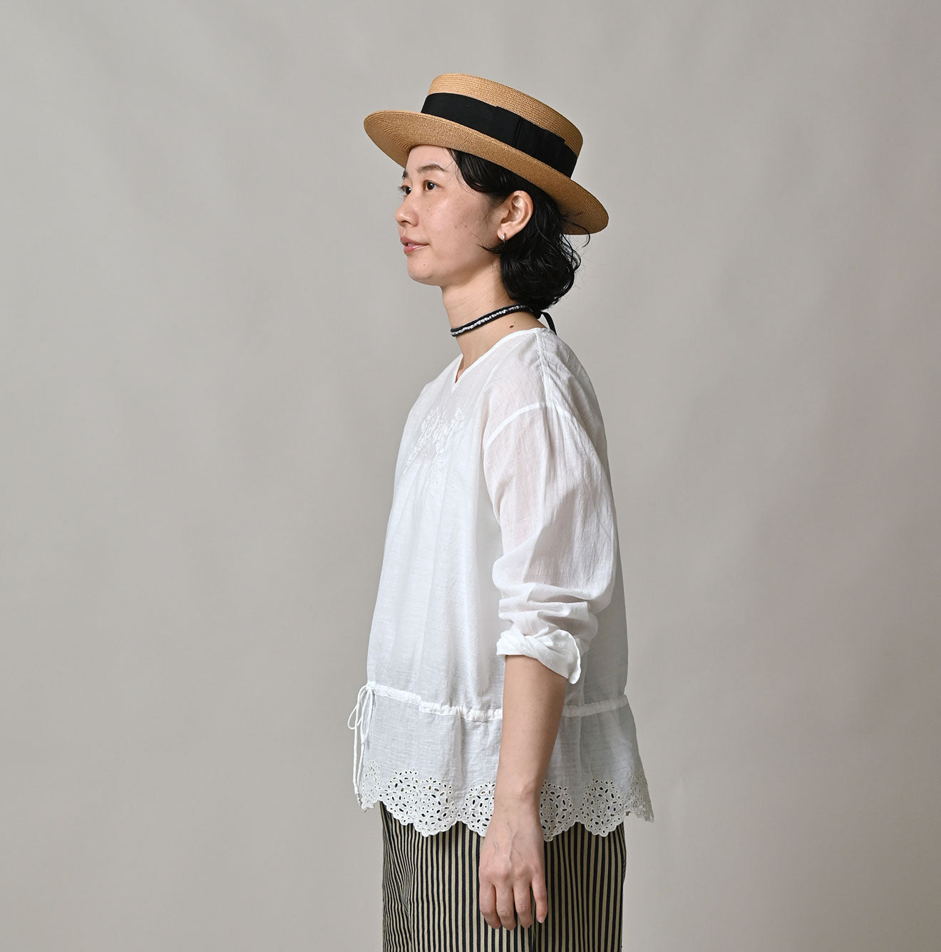 Indian Khadi Peplum Cutwork Embroidered M Shirt Female Model