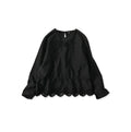 Indian Khadi Peplum Cutwork Embroidered M Shirt Black