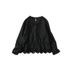 Indian Khadi Peplum Cutwork Embroidered M Shirt Black