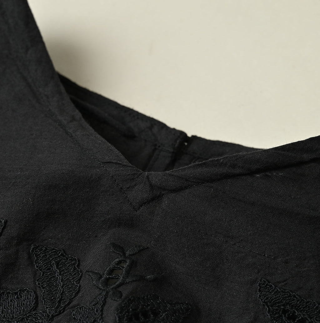 Indian Khadi Peplum Cutwork Embroidered M Shirt Detail