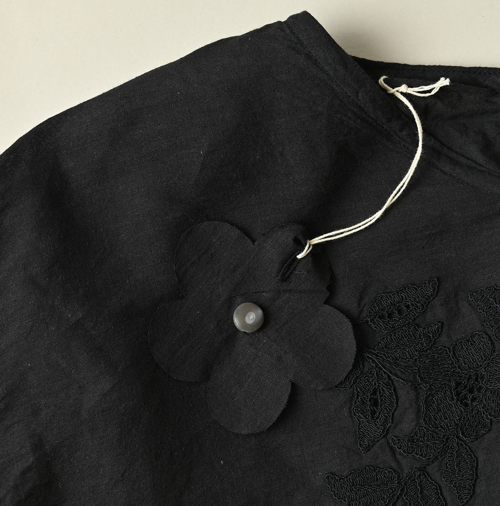 Indian Khadi Peplum Cutwork Embroidered M Shirt Detail