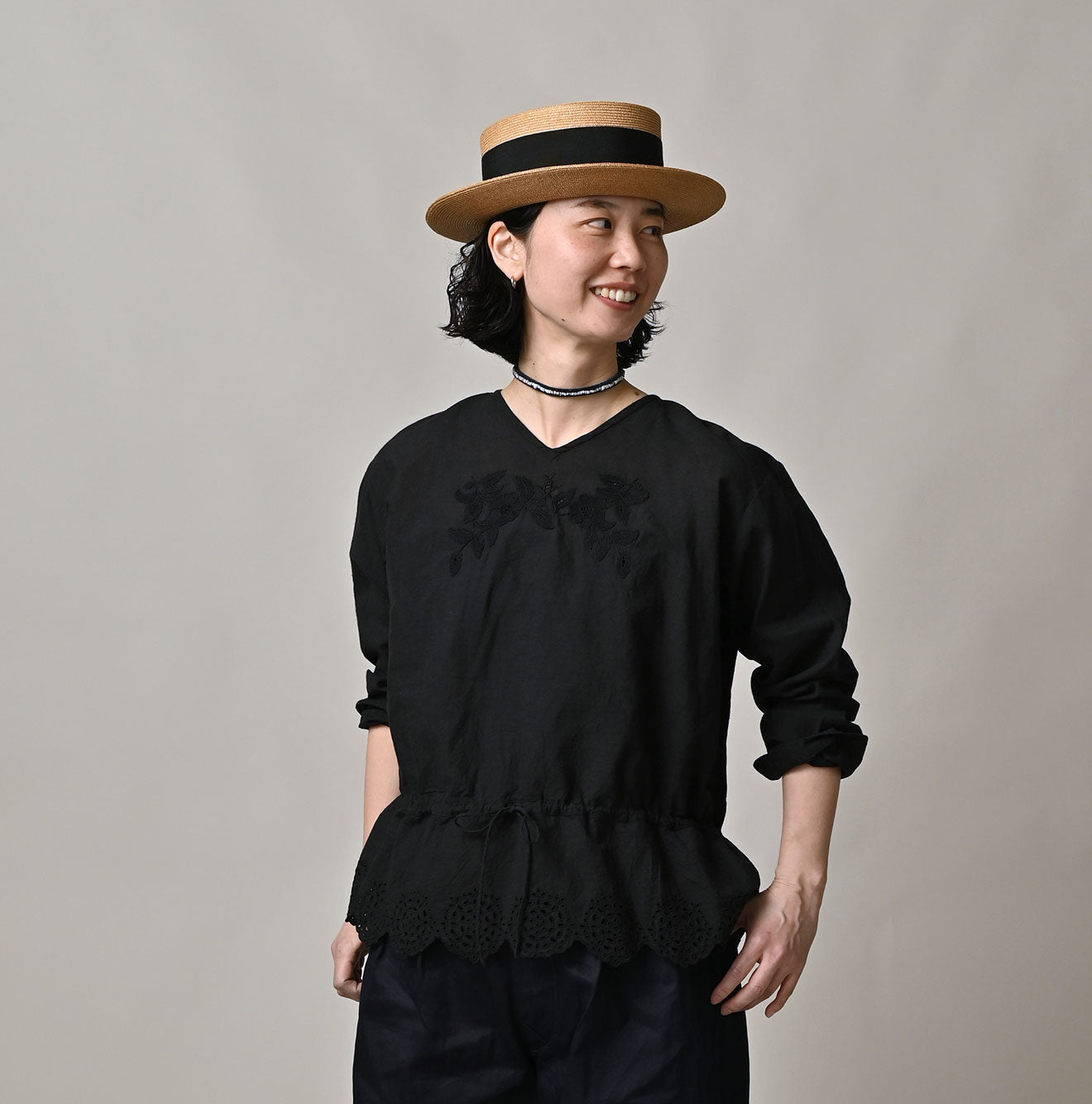 Indian Khadi Peplum Cutwork Embroidered M Shirt Female Model