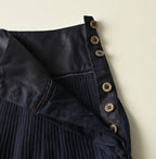 Indigo Discharge Print Aoi Sarasa Print Satin x Pleated Skirt Detail