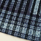 Indigo Discharge Print Aoi Sarasa Print Satin x Pleated Skirt Detail