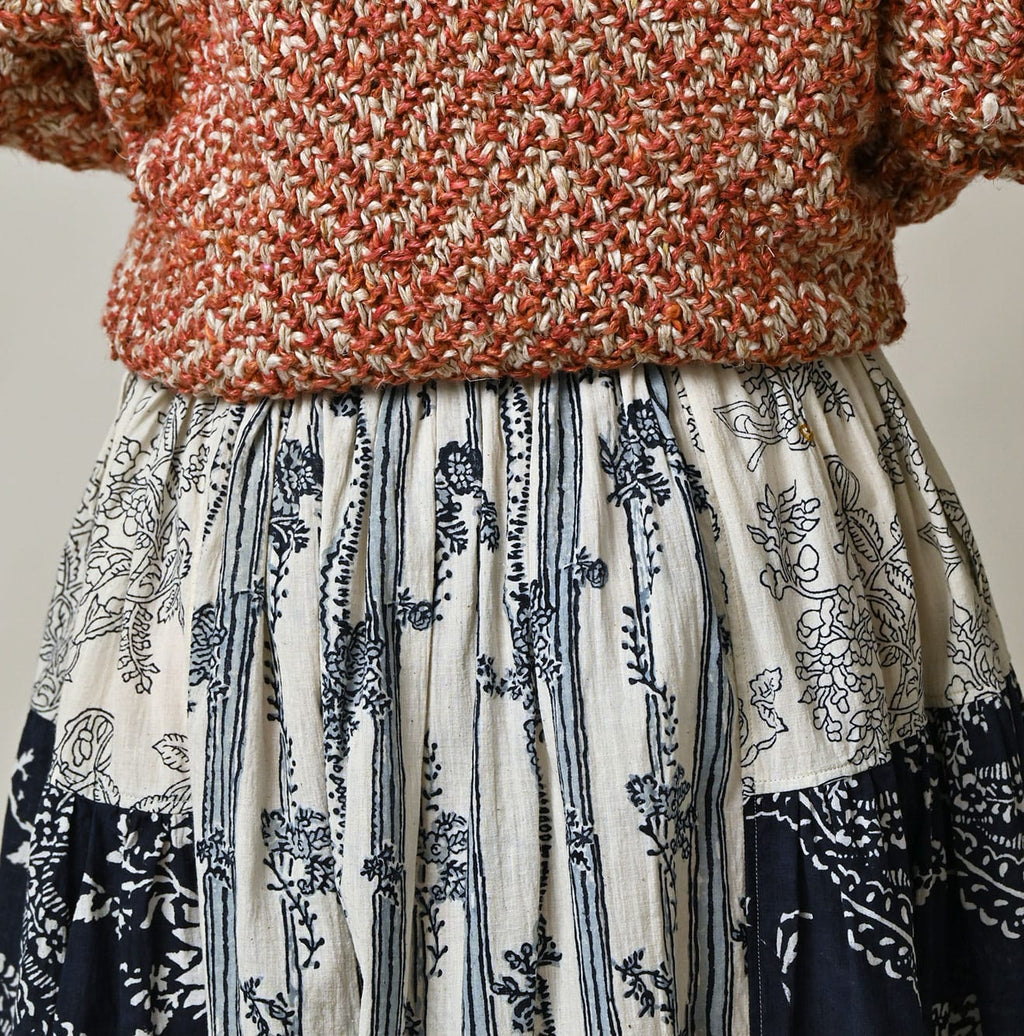 Indian Khadi Block Print Patchwork Skirt Detail