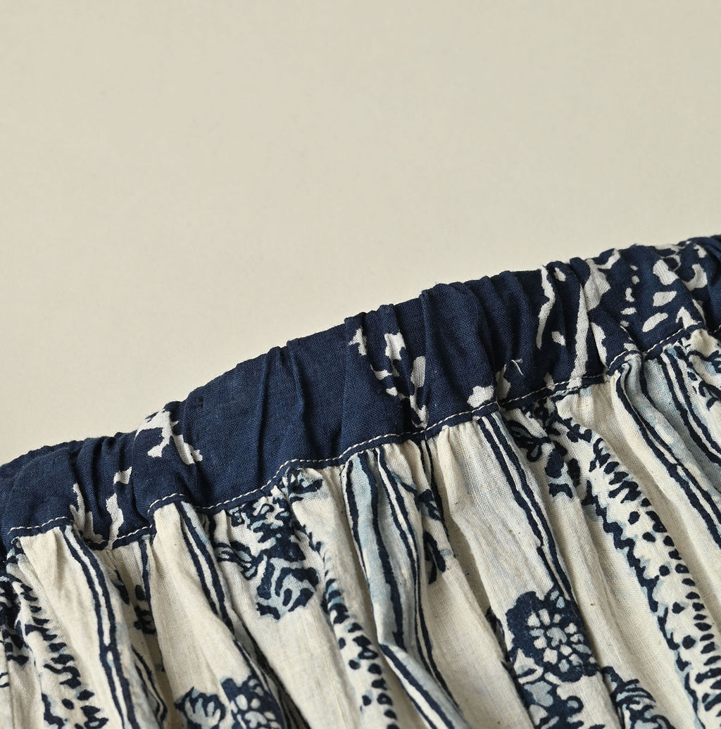 Indian Khadi Block Print Patchwork Skirt Details