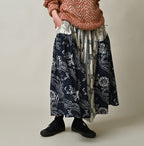 Indian Khadi Block Print Patchwork Skirt Female Model