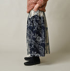 Indian Khadi Block Print Patchwork Skirt Female Model