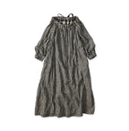 Indigo Double Woven Shirring Dress