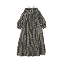 Indigo Double Woven Shirring Dress