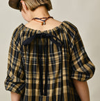 Indigo Double Woven Shirring Dress Detail