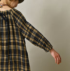 Indigo Double Woven Shirring Dress Detail