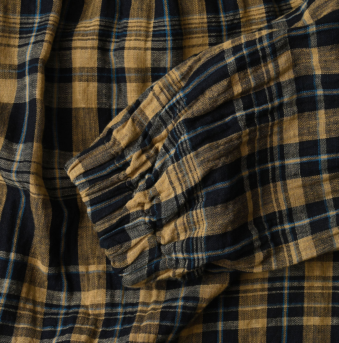 Indigo Double Woven Shirring Dress Detail