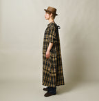 Indigo Double Woven Shirring Dress Female Model