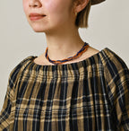 Indigo Double Woven Shirring Dress Detail