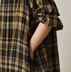 Indigo Double Woven Shirring Dress Detail