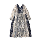 Indian Khadi Block Print Patchwork Dress Navy