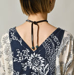 Indian Khadi Block Print Patchwork Dress Detail