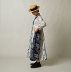 Indian Khadi Block Print Patchwork Dress Female Model