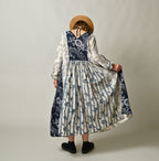 Indian Khadi Block Print Patchwork Dress Female Model