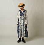 Indian Khadi Block Print Patchwork Dress Female Model
