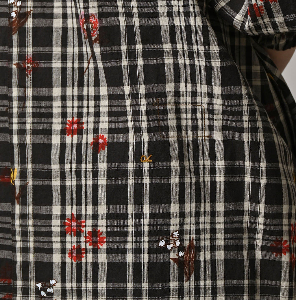 Indian Khadi OX SAIJIKI Poyon Puff Dress Detail