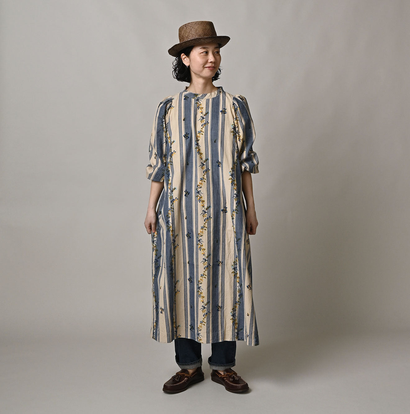 Indian Khadi OX SAIJIKI Poyon Puff Dress Female Model