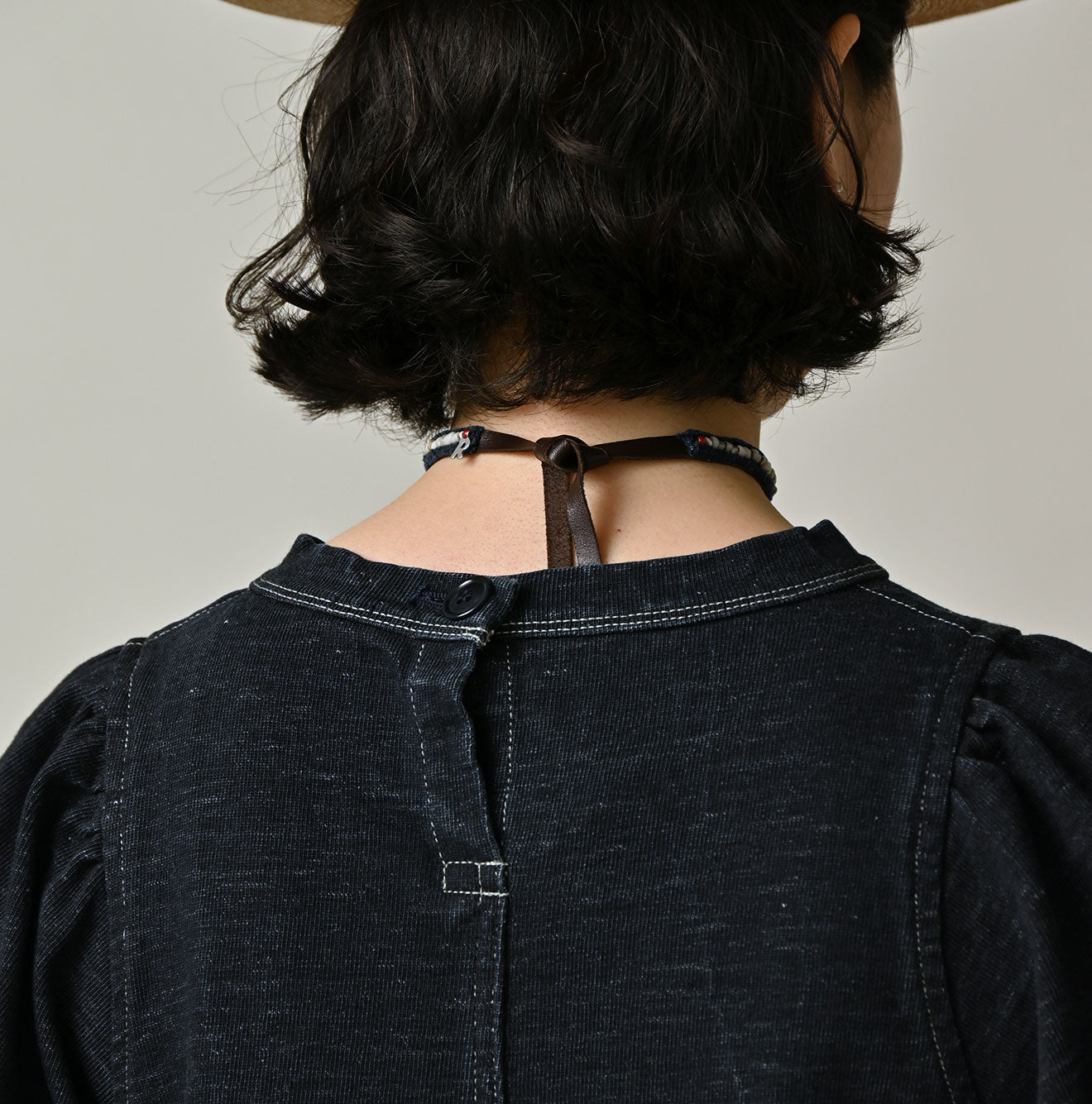 Indigo Denim Tenjiku Dress Detail