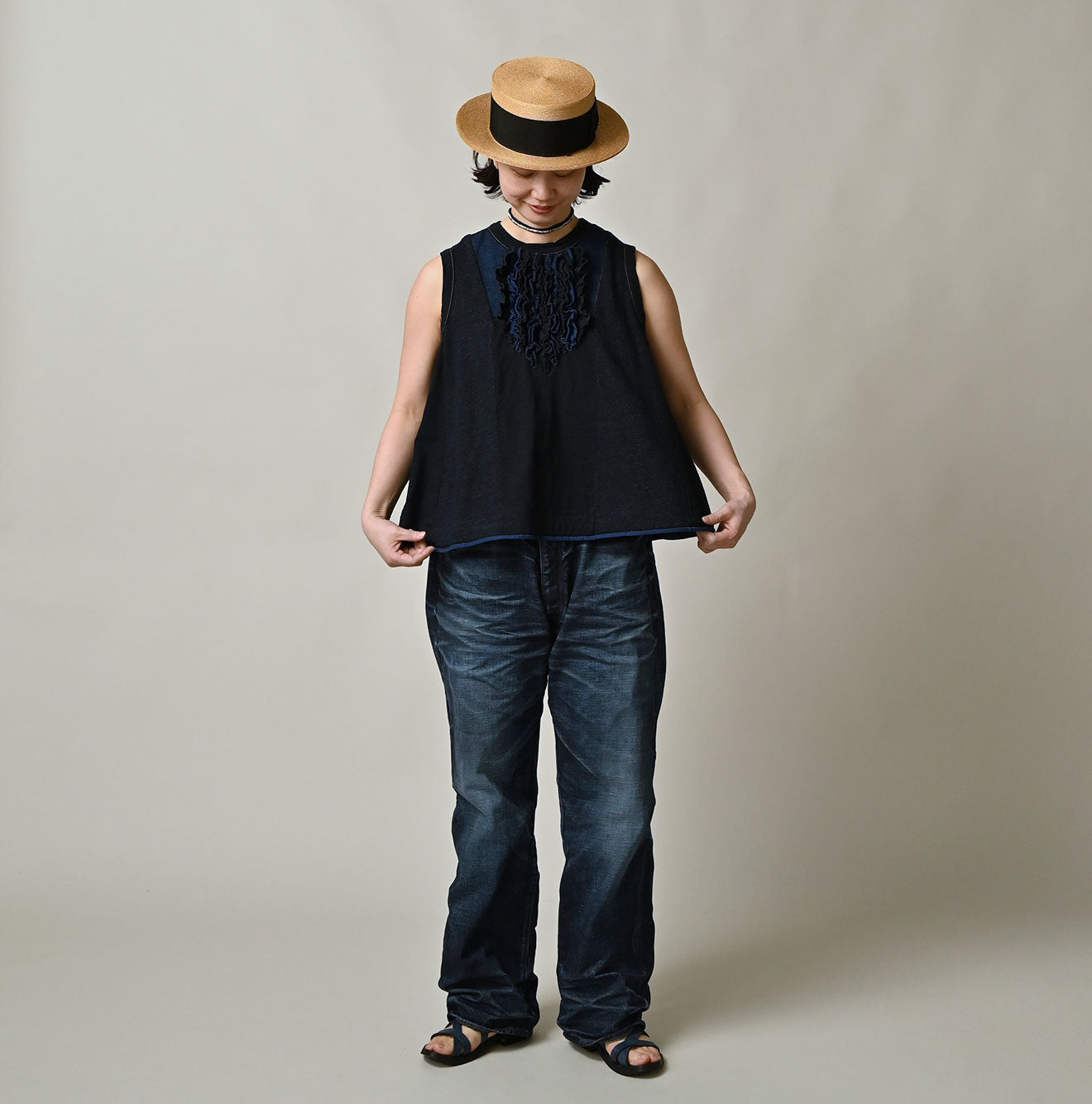 Indigo Iroiro Tenjiku Camisole Female Model