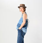 Rye Mugi Denim Yoke Pintuck Camisole Tan Female Model