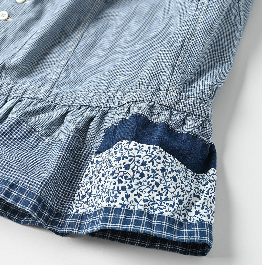 Indigo Patchwork Corset Camisole Detail