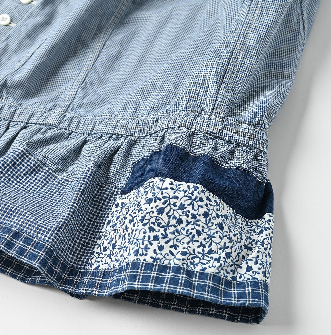Indigo Patchwork Corset Camisole Detail