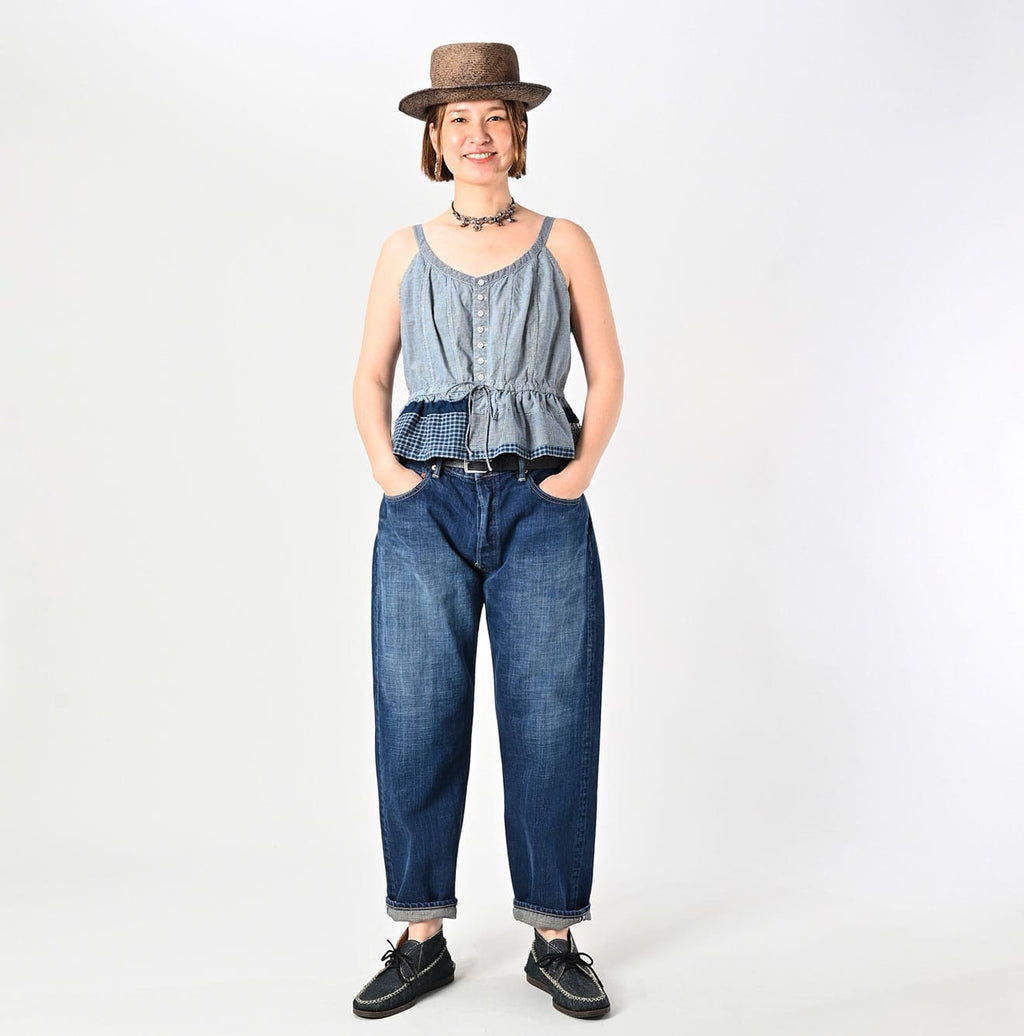 Indigo Patchwork Corset Camisole Female Model