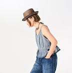 Indigo Patchwork Corset Camisole Female Model