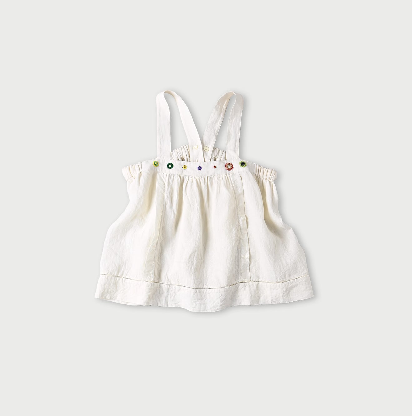 Indian Linen Beads Embroidery Camisole White