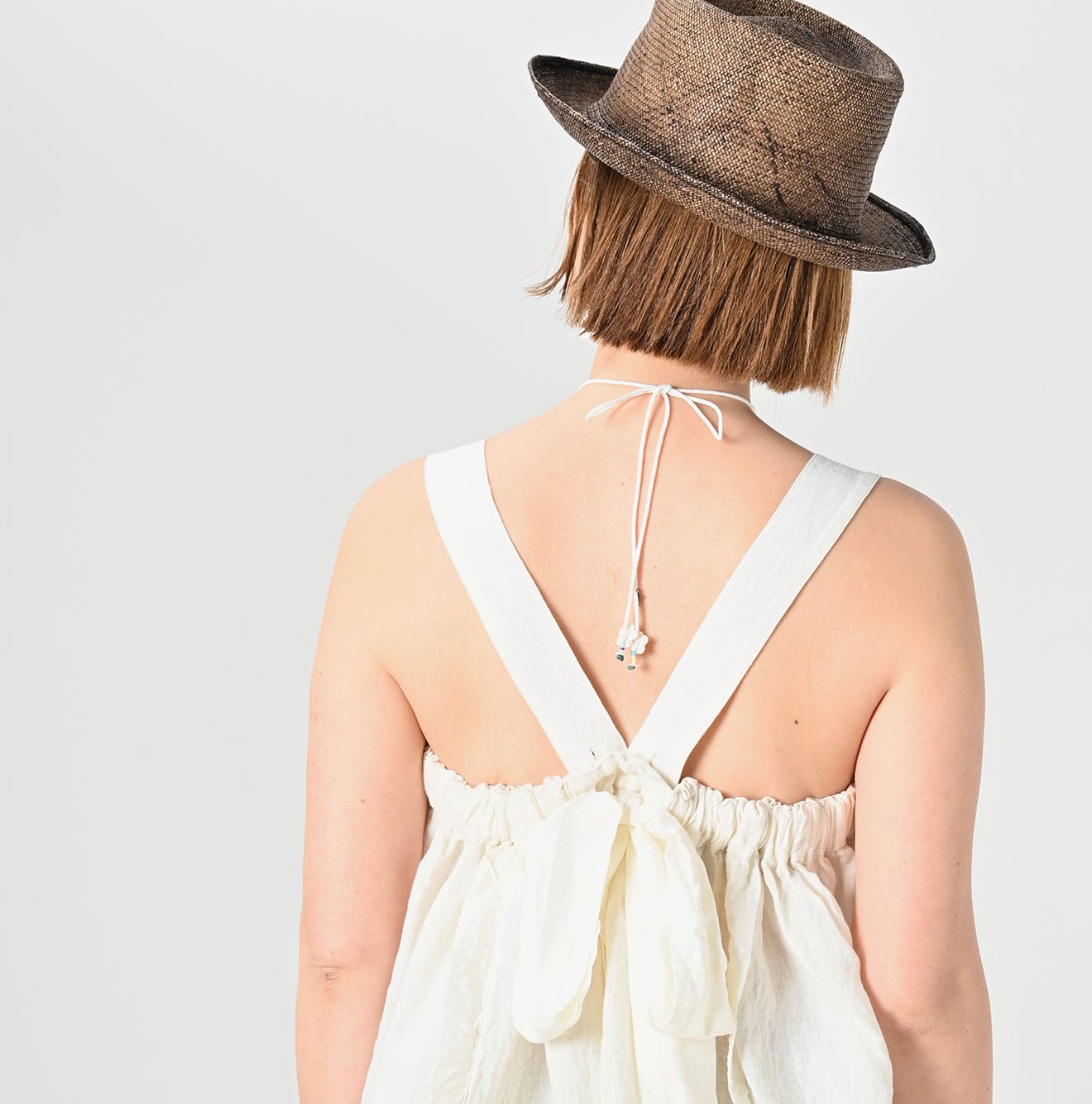 Indian Linen Beads Embroidery Camisole Detail