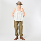Indian Linen Beads Embroidery Camisole Female Model