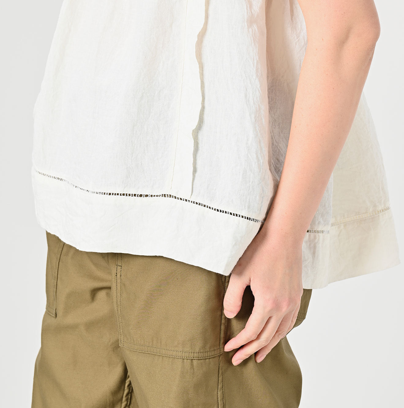 Indian Linen Beads Embroidery Camisole Detail