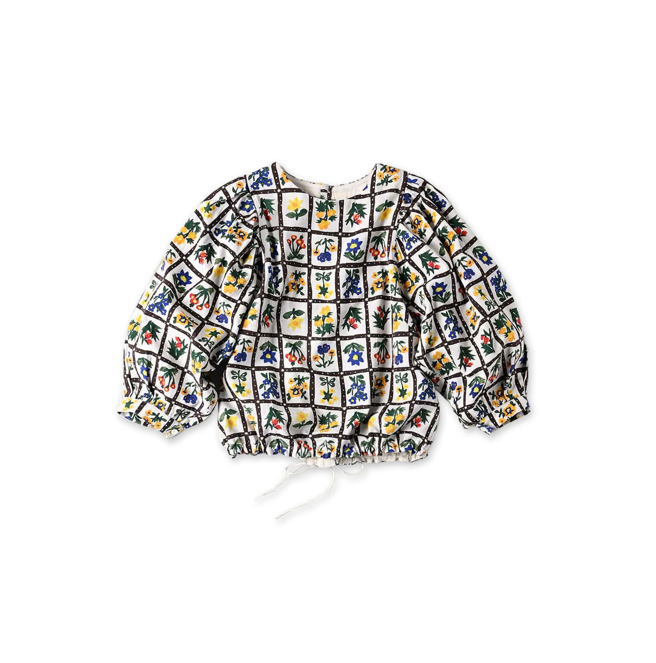 Khadi Fleur Chambre Print Puff Blouse White