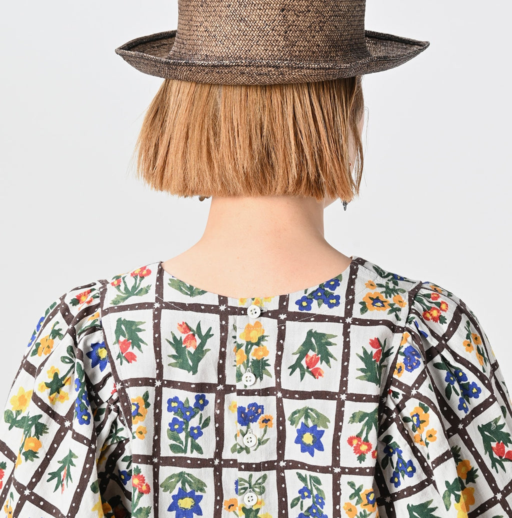Khadi Fleur Chambre Print Puff Blouse Detail