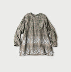 Seasonal Terms Block Print Blouse Khaki Beige