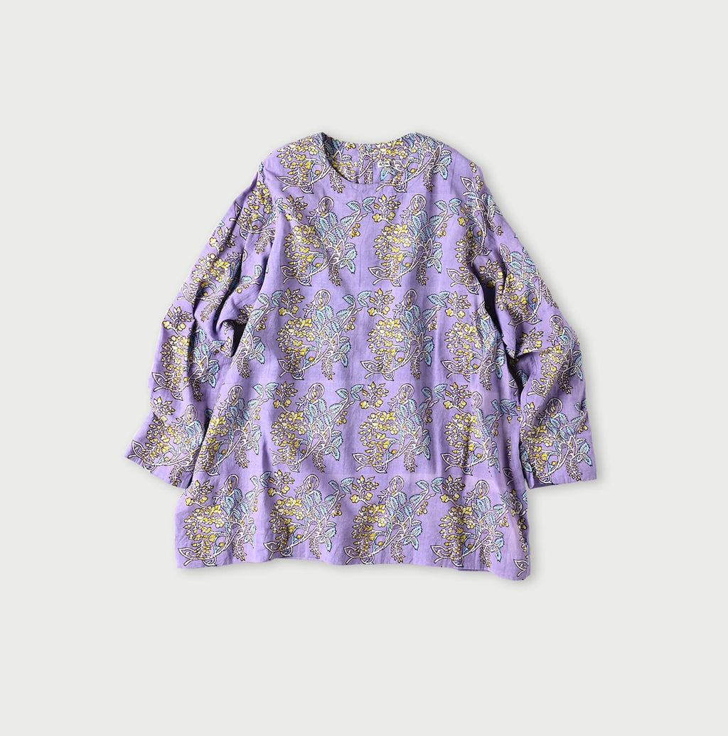 Seasonal Terms Block Print Blouse Purple