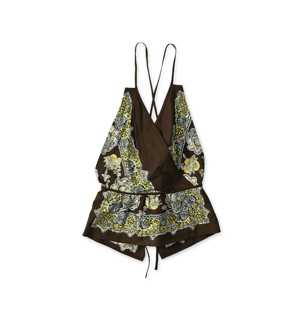 Bandana Paisley Print Tank Top Bra Brown