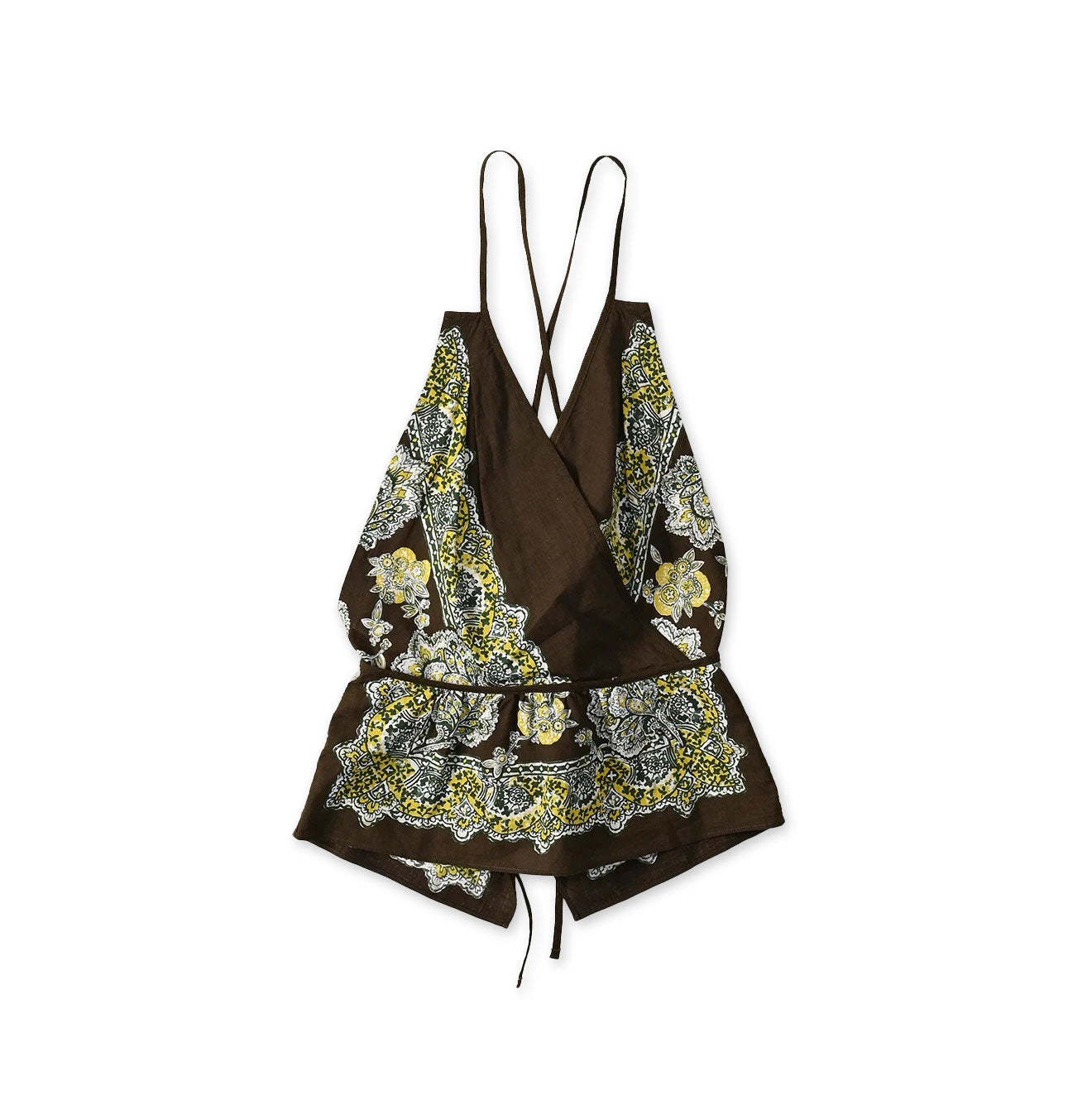 Bandana Paisley Print Tank Top Bra Brown