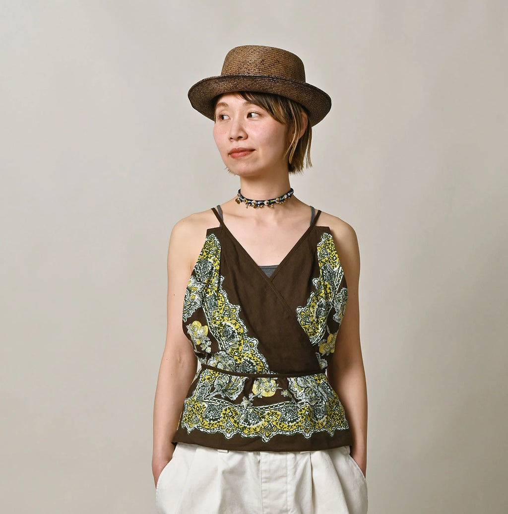Bandana Paisley Print Tank Top Bra Female Model