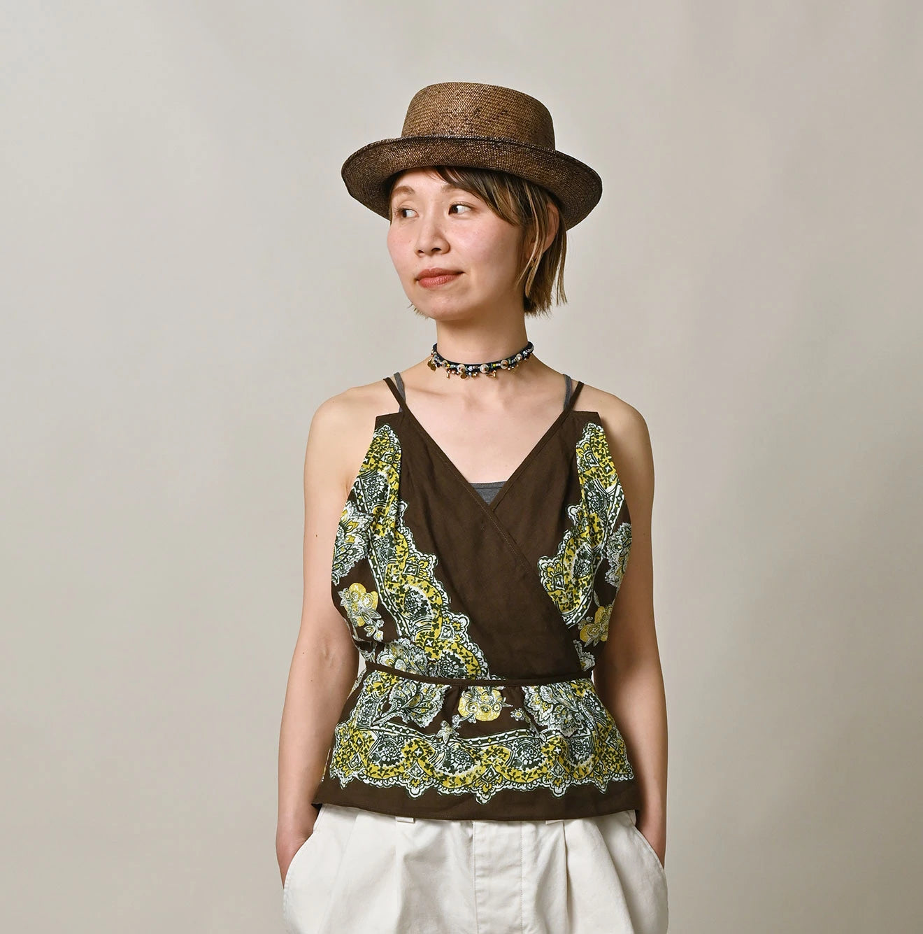Bandana Paisley Print Tank Top Bra Female Model