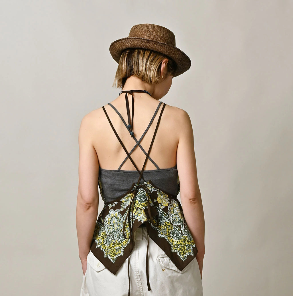 Bandana Paisley Print Tank Top Bra Female Model