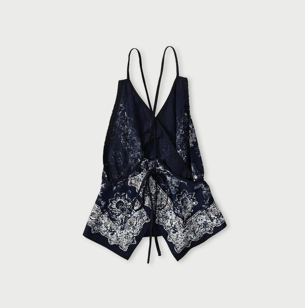 Indigo Bandana Paisley Print Tunktop Bra Back
